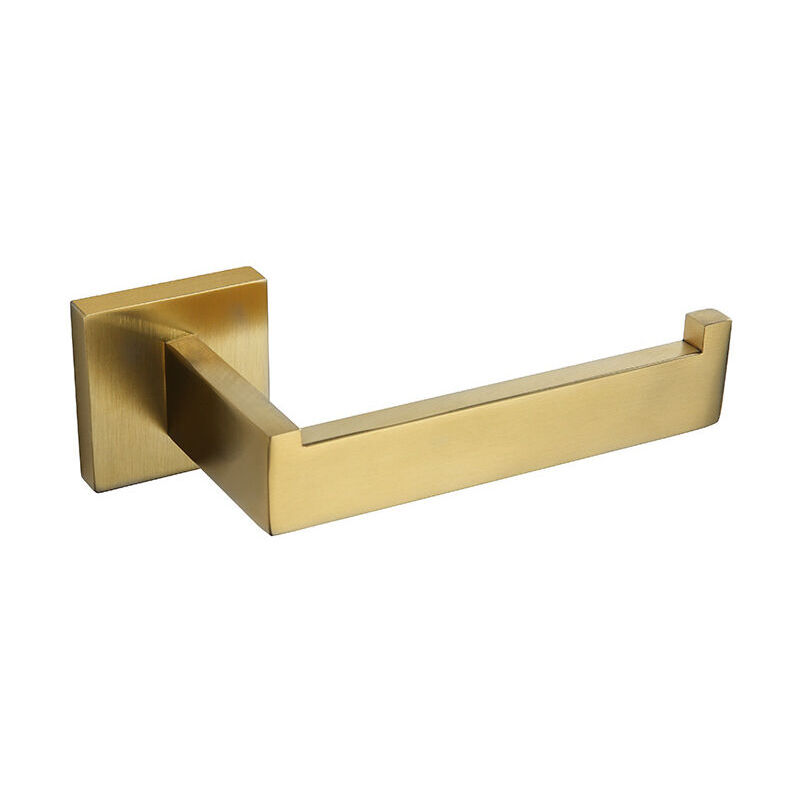 foto del prodotto porta carta igienica in ottone spazzolato, porta rotolo carta igienica in acciaio inox per bagno e cucina oro quadrato 