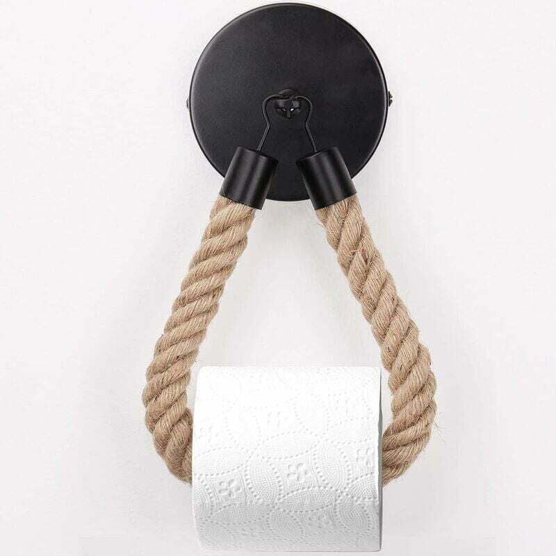 foto del prodotto porta carta igienica kzq, porta asciugamani in corda di canapa per bagno e cucina, porta carta igienica, porta rotolo di carta igienica nero 