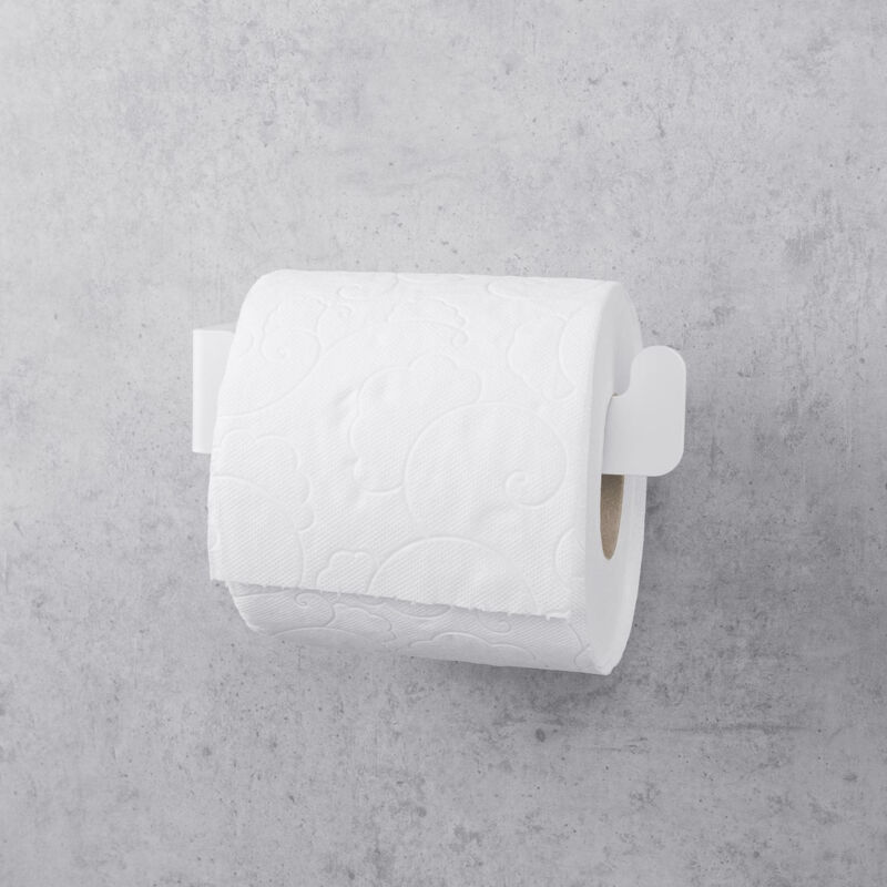 foto del prodotto porta carta igienica, montaggio adesivo, in acciaio inox, bianco, destra, zenda daske