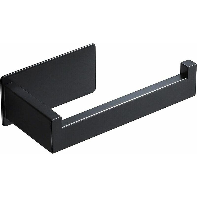 foto del prodotto porta carta igienica nero, porta rotolo carta igienica per bagno e cucina, acciaio inox sus304, autoadesivo