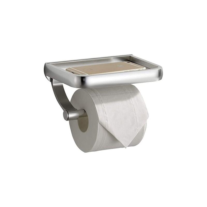 foto del prodotto porta carta igienica, porta carta igienica con ripiano, per cucina e bagno, argento