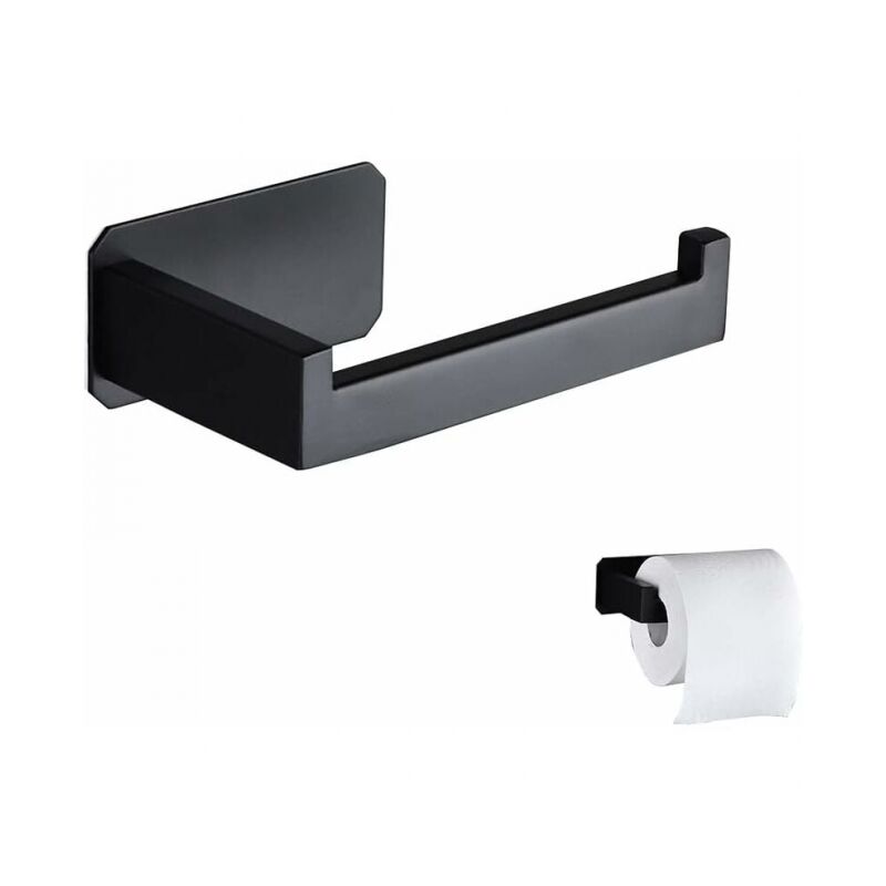 foto del prodotto porta carta igienica, porta carta igienica in acciaio inox, porta carta igienica autoadesiva per bagno e cucina, nero