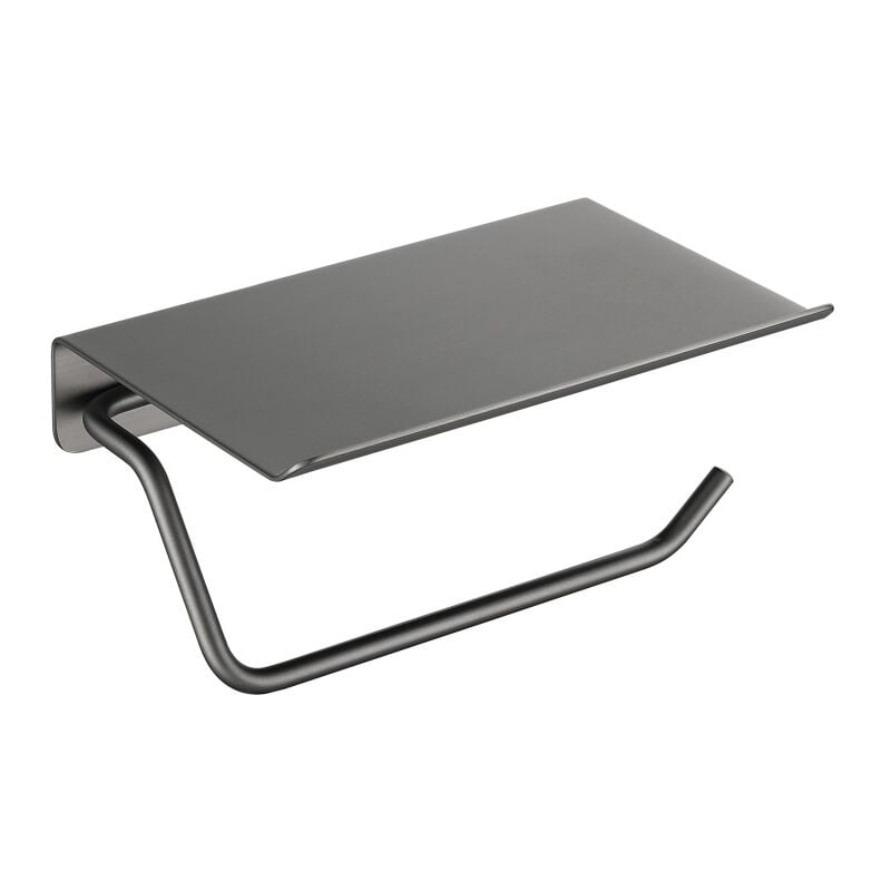 foto del prodotto porta carta igienica, porta carta igienica in acciaio inox, porta carta igienica senza foratura, adatto per il bagno, nero