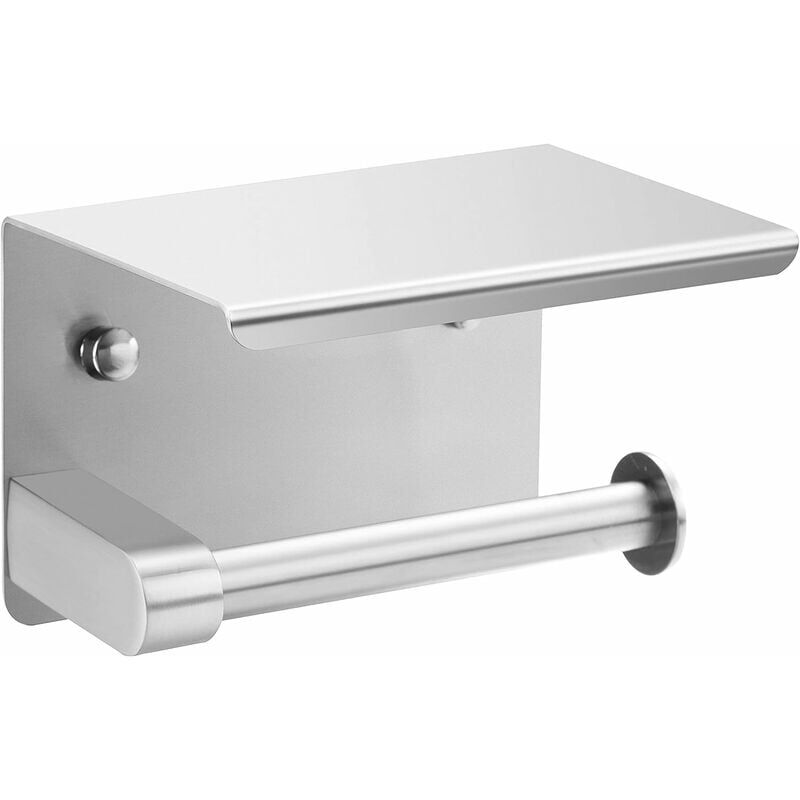 foto del prodotto porta carta igienica, porta carta igienica senza foratura, porta rotolo carta igienica autoadesivo con ripiano per bagno e cucina, acciaio