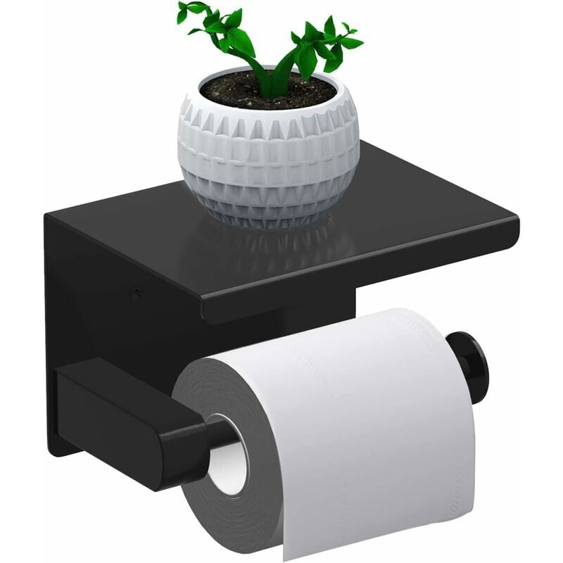 foto del prodotto porta carta igienica, porta rotolo carta igienica senza foratura, porta carta igienica, distributore di carta con ripiano, acciaio inox sus 304,