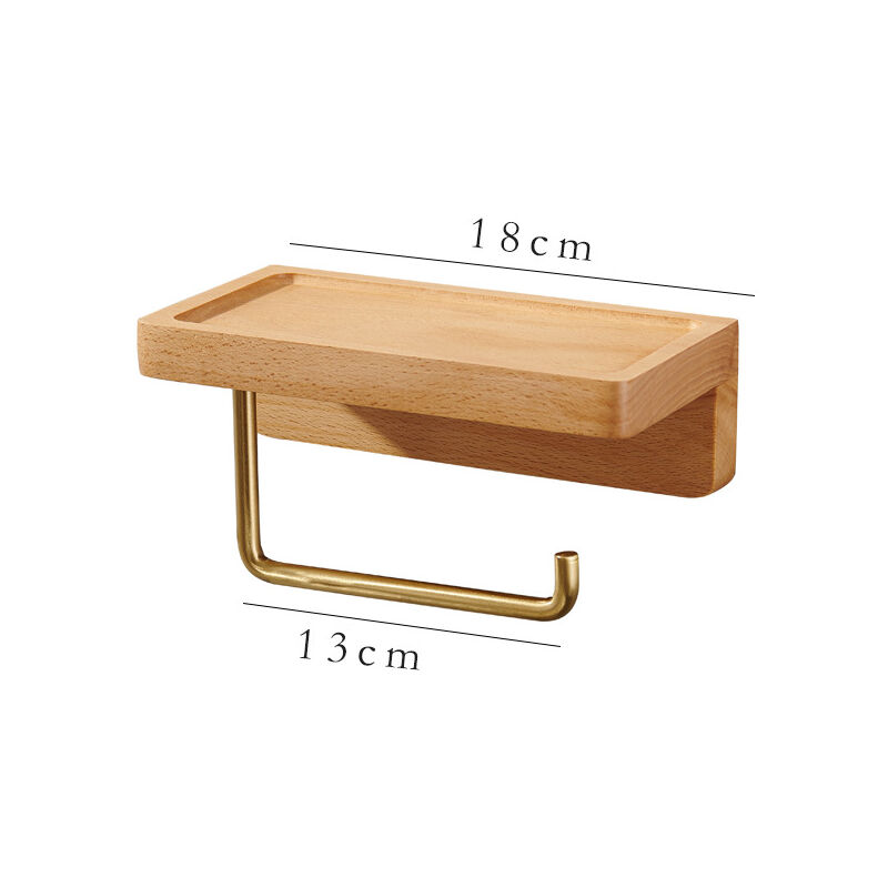 foto del prodotto porta carta igienica, porta rotolo di carta igienica, porta asciugamani in legno e ottone, scatola per fazzoletti, portaoggetti da parete per la