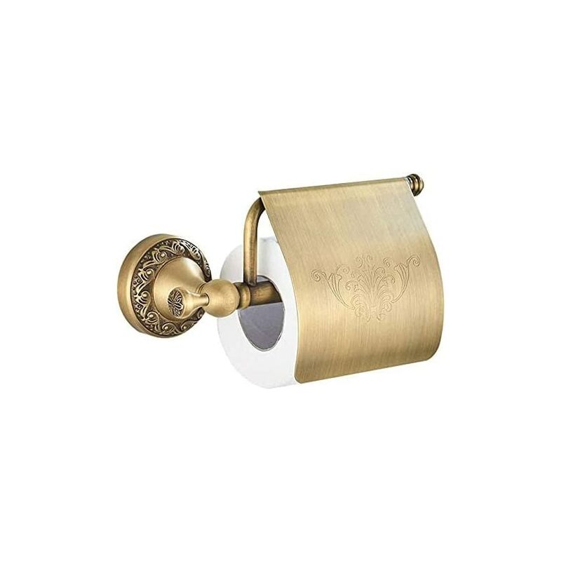 foto del prodotto porta carta igienica retr in ottone con coperchio, montaggio a parete, porta rotolo