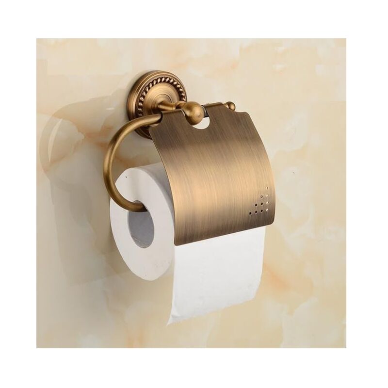 foto del prodotto porta carta igienica vintage in ottone con coperchio porta carta igienica da parete in stile vintage ottone anticato 