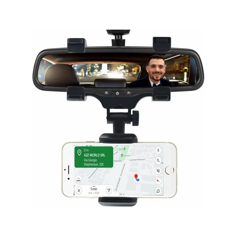 foto del prodotto porta cellulare da auto specchietto supporto smartphone da specchietto retrovisore auto
