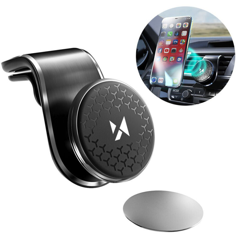 foto del prodotto porta cellulare magnetico per la griglia dell auto, girevole a 360 , nero