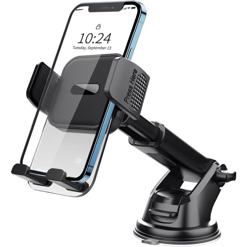 foto del prodotto porta cellulare per auto, porta cellulare per cruscotto, rotazione a 360 con una sola mano, supporto per parabrezza auto smartphone 4 7 pollici 