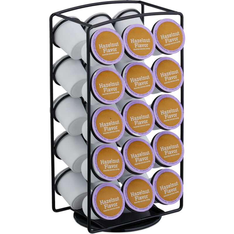 foto del prodotto porta cialde caff , organizer portacapsule per 30 capsule compatibili keurig, hxlxp 30,5x16x12,5 cm, nero relaxdays