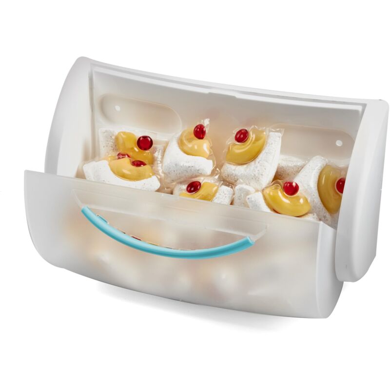 foto del prodotto porta cialde per lavatrice e lavastoviglie, organizzatore per pastiglie, capacità di 20 cialde, organizzatore per detersivi per lavastoviglie e lavatrice, 22.5 x 12.5 x 8 cm, made in italy. - snips