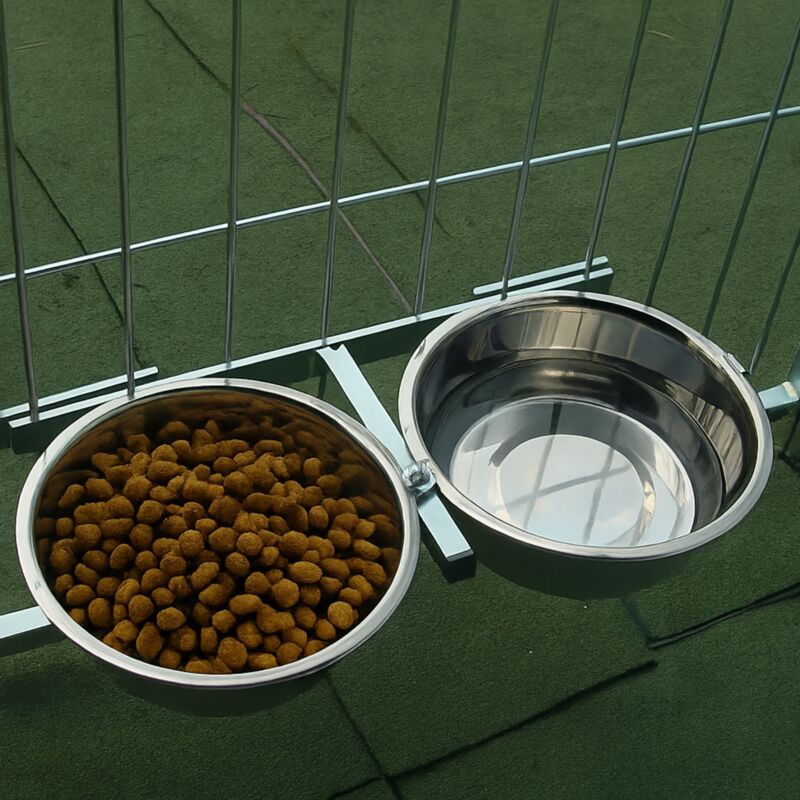 foto del prodotto porta ciotole per box cani regolabile in acciaio inox diametro ciotole 24 cm