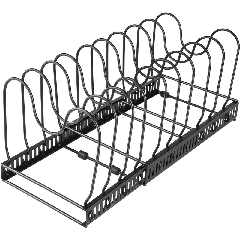 foto del prodotto porta coperchio per pentola e porta coperchio per pentola antiruggine, regolabile, con 10 scomparti regolabili, nero haloyo