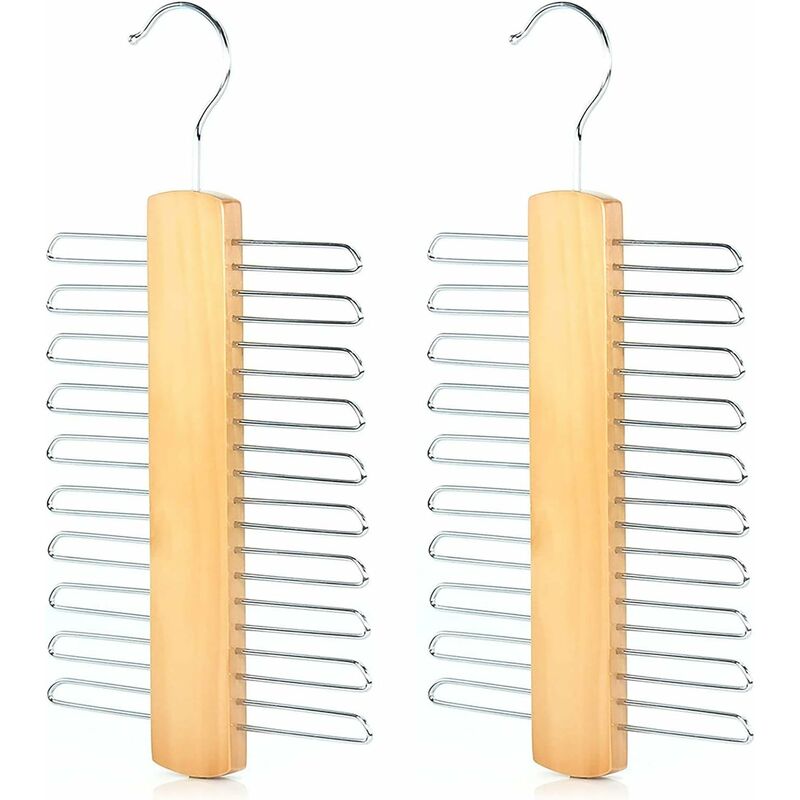 foto del prodotto porta cravatte, 20 porta cravatte gancio in legno per accessori cintura sciarpa, legno di faggio, per sciarpe, cinture, accessori 2 pezzi 335