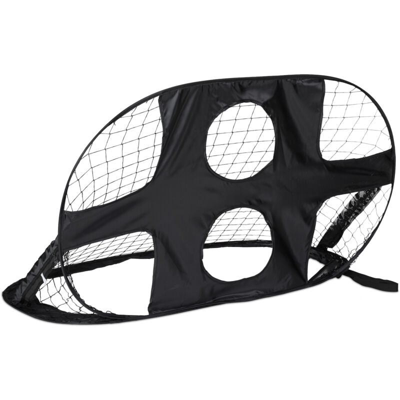 foto del prodotto porta da calcio pop up per bambini con bersaglio, 80x120x85 cm, porticina pieghevole portatile con borsa, nero relaxdays