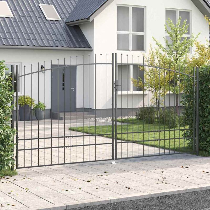 foto del prodotto porta da giardino a doppio battente grigio 200x400 cm in acciaio vidaxl