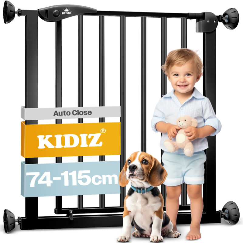 foto del prodotto porta di sicurezza cancello di sbarramento cancello per scale cancello per bambini cancello per animali domestici 102 115 cm nero 28 kidiz