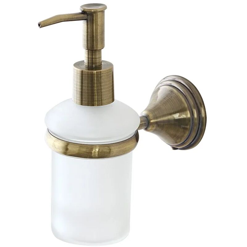 foto del prodotto porta dispenser sapone liquido da muro in acciaio finitura bronzo kit fissaggio incluso iris