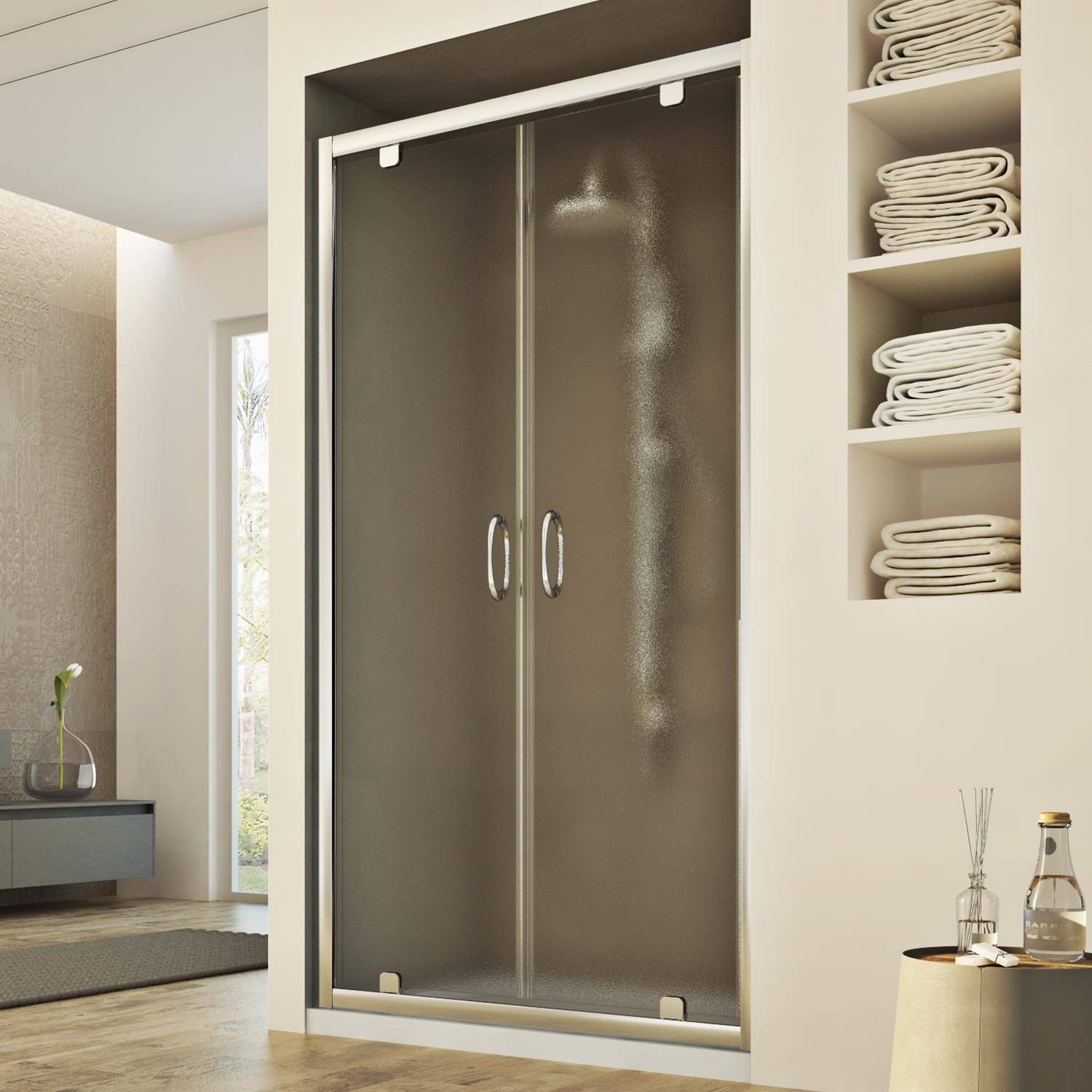foto del prodotto porta doccia 110cm h185 stampato c mod. sintesi 2 ante