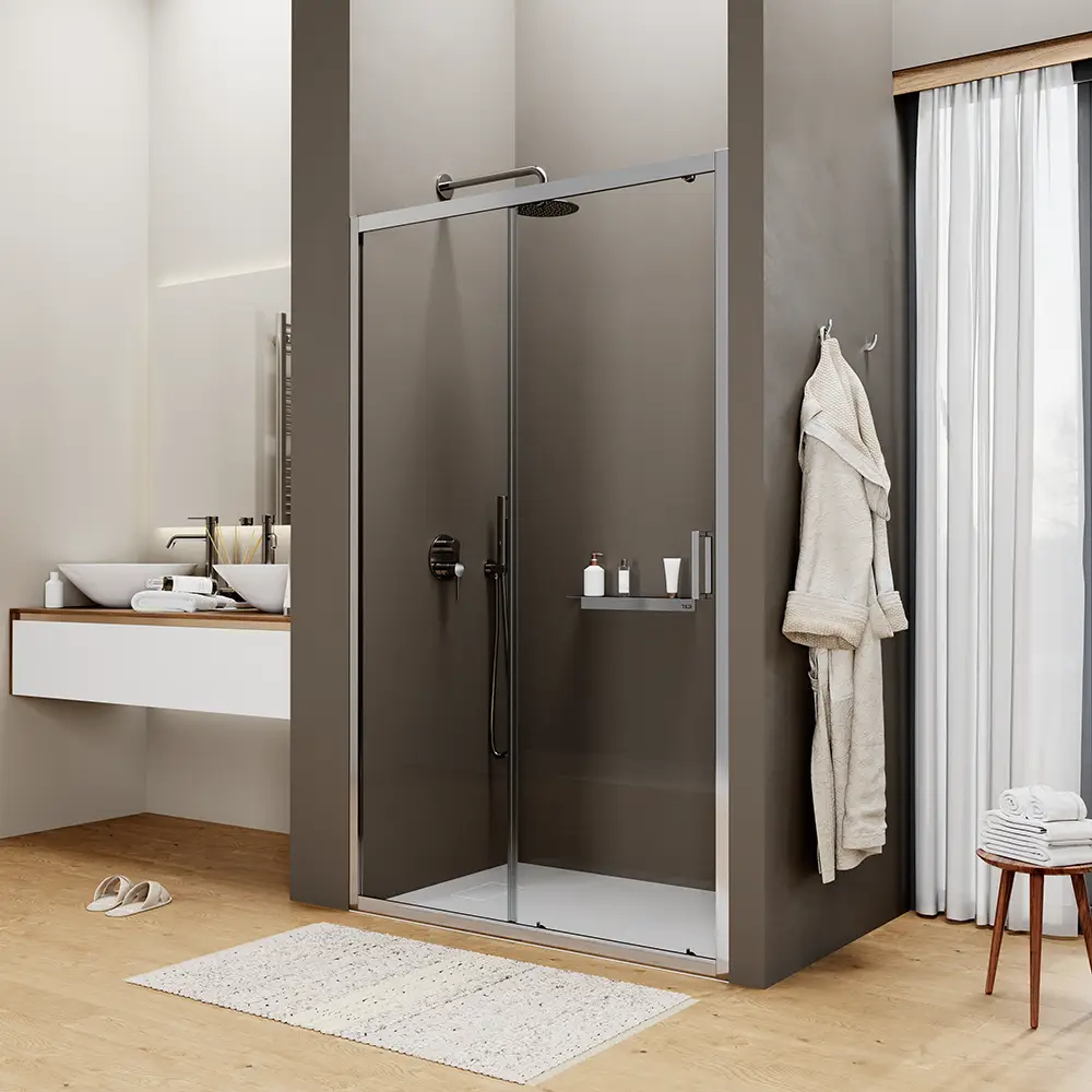 foto del prodotto porta doccia 120 cm scorrevole reversibile cristallo 6mm trasparente h190 sicily