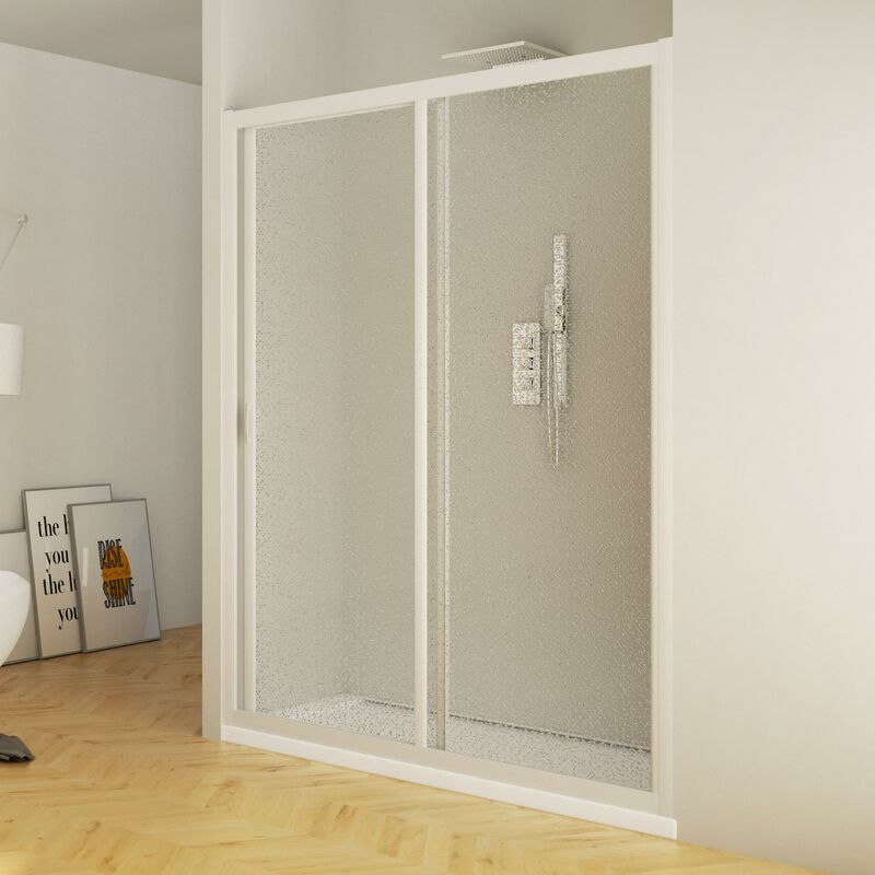 foto del prodotto porta doccia 130 cm 1 anta scorrevole in acrilico h185 cm dorini bianco