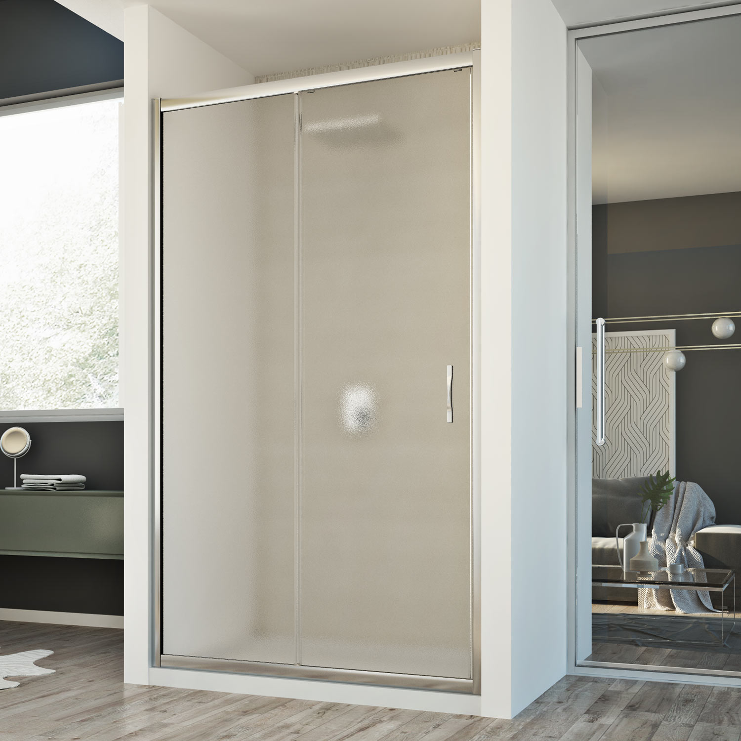 foto del prodotto porta doccia 130cm h198 stampato c mod. young 1 anta