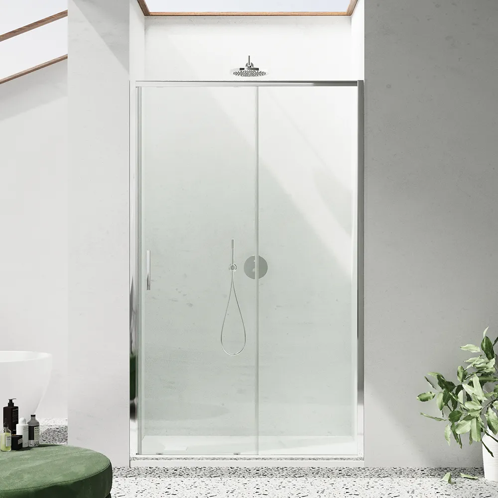 foto del prodotto porta doccia 130cm profili slim cromati vetro 6mm trasparente h190 portofino