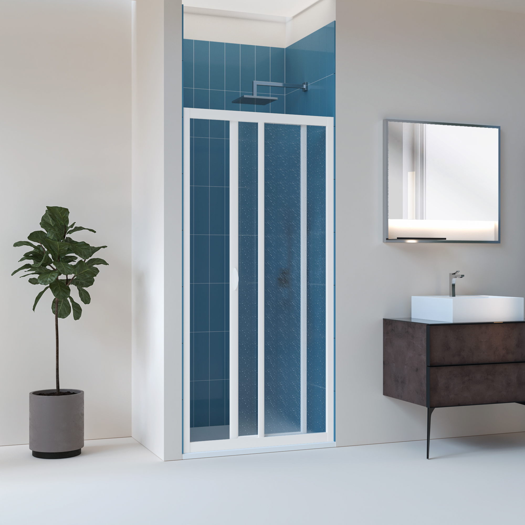 foto del prodotto porta doccia 140 cm in acrilico mod. smart con apertura laterale