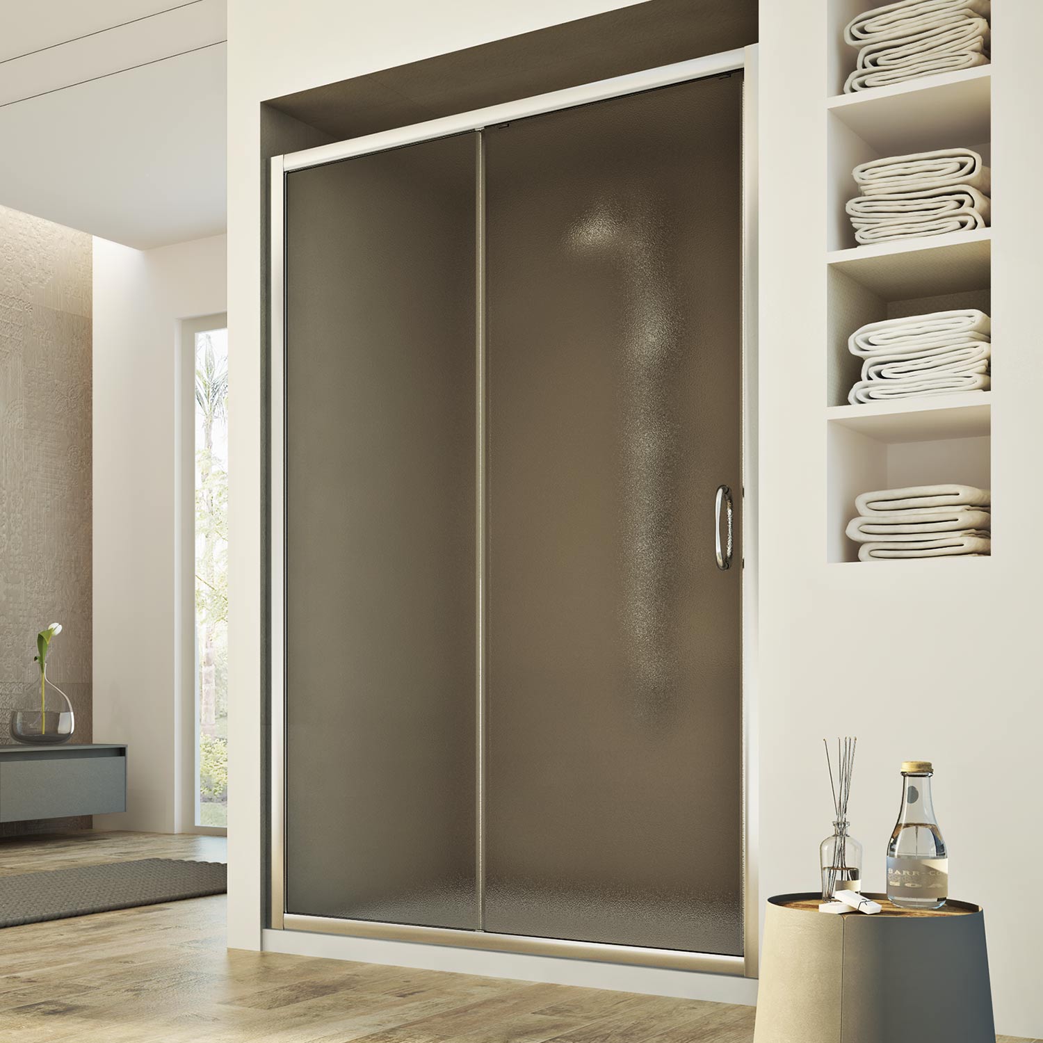 foto del prodotto porta doccia 140cm h185 stampato c mod. replay 1 anta