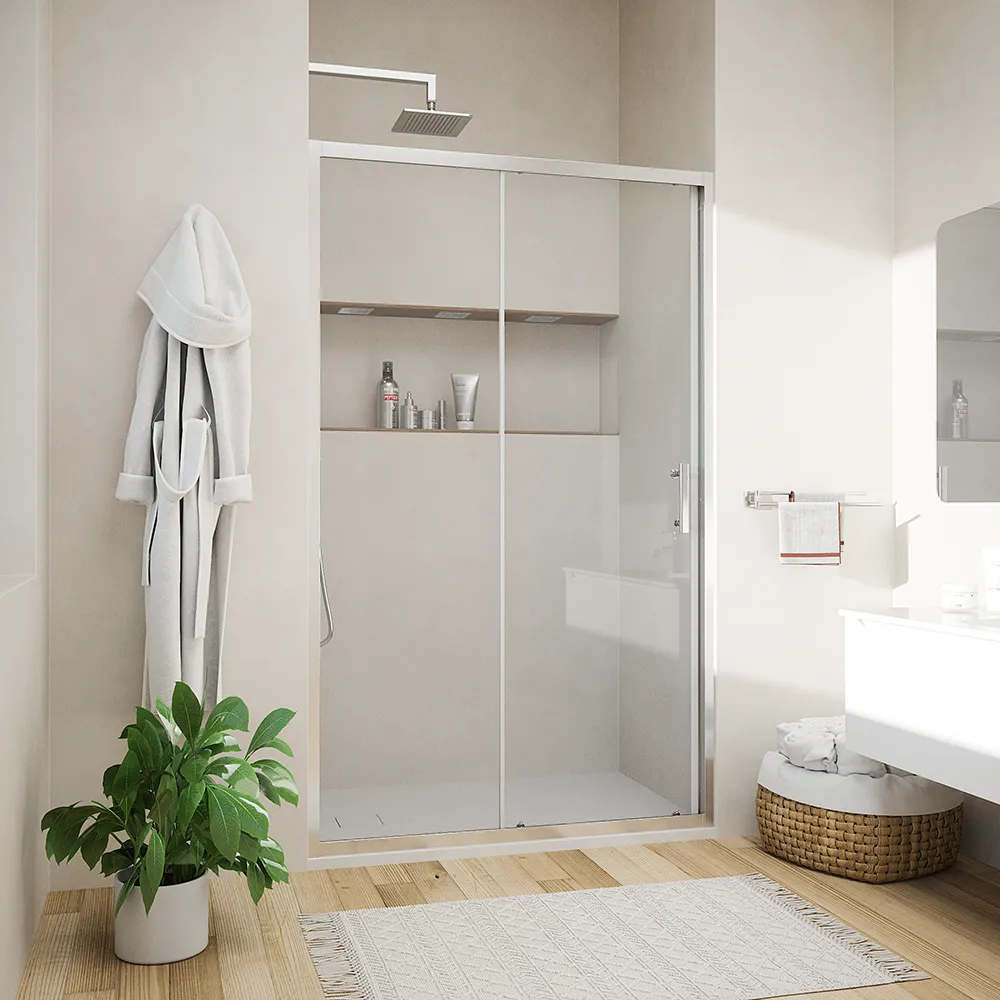 foto del prodotto porta doccia 140cm reversibile scorrevole vetro 6mm trasparente h190 tenerife