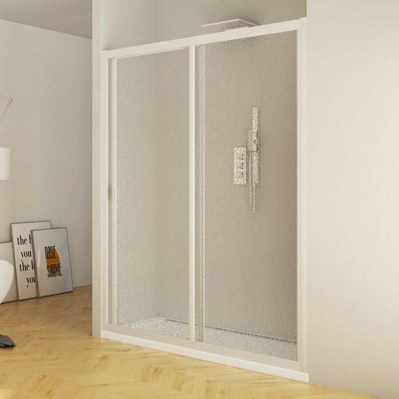 foto del prodotto porta doccia 150 cm 1 anta scorrevole in acrilico h185 cm dorini bianco