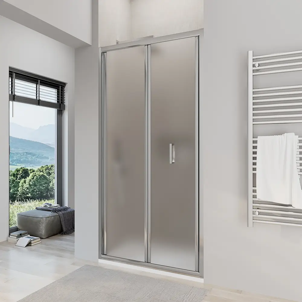 foto del prodotto porta doccia 75 cm apertura a libro vetro opaco capri