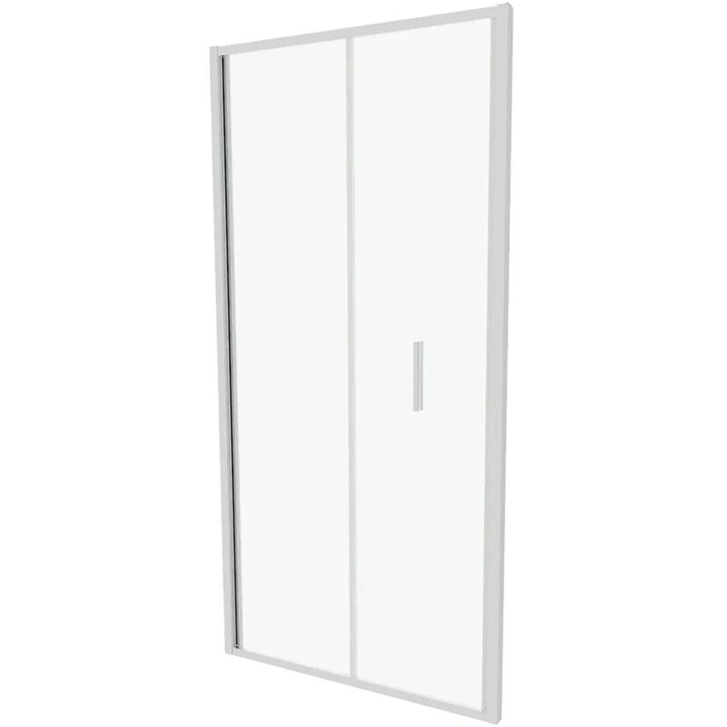foto del prodotto porta doccia 90cm con apertura a libro profili slim in alluminio cromati vetro 6mm trasparente h190 mod. portofino