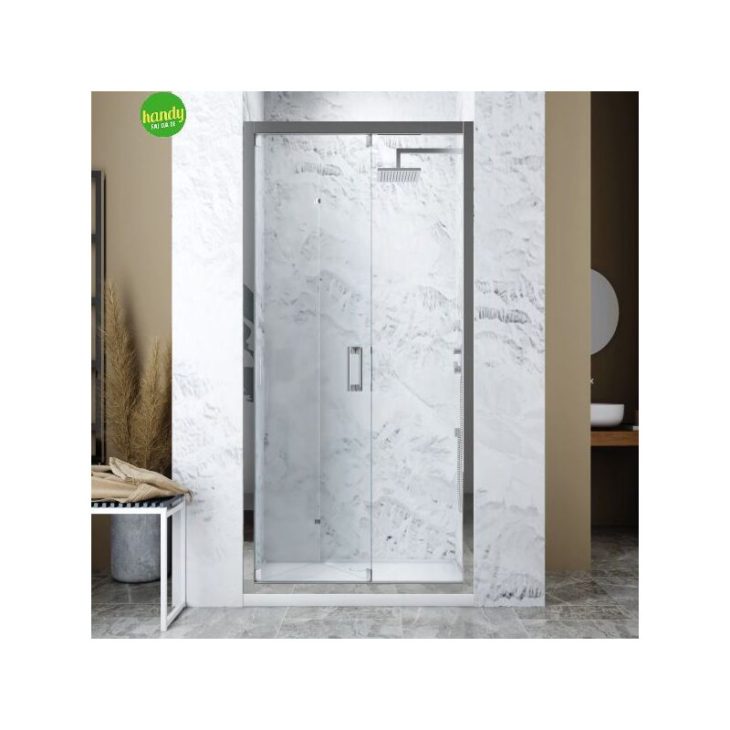 foto del prodotto porta doccia a libro loira silqua by mobo trasparente spess. h 195 x 96 100 cm - spazio ingresso 69 cm