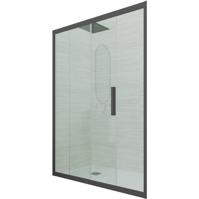 foto del prodotto porta doccia antracite scorrevole cm nicchia vetro deco