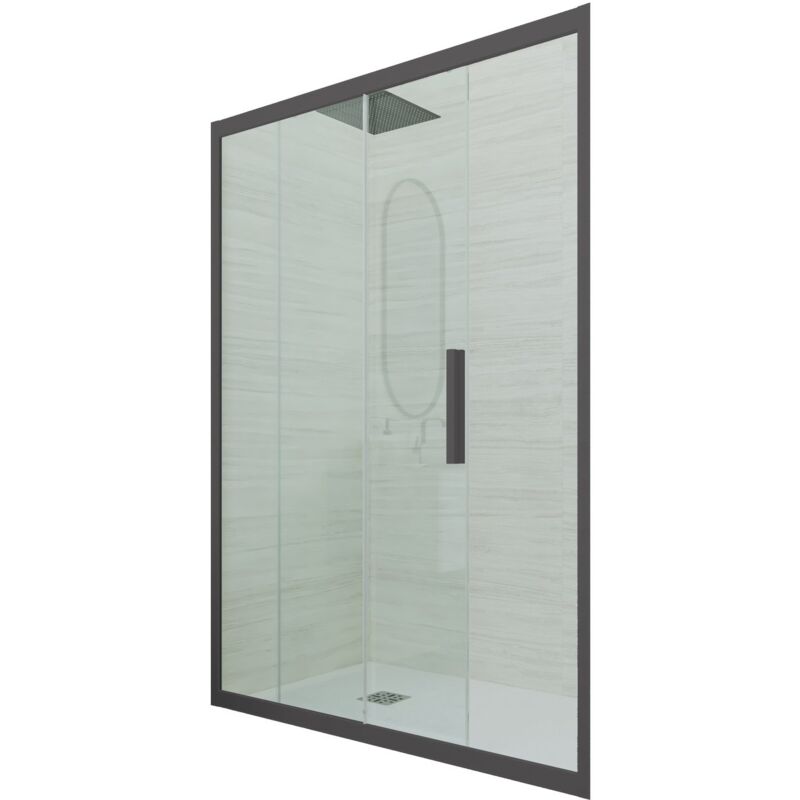foto del prodotto porta doccia antracite scorrevole cm nicchia vetro deco