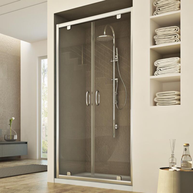 foto del prodotto porta doccia ap. saloon vetro trasparente h 185 mod. sintesi 2 ante 120 cm