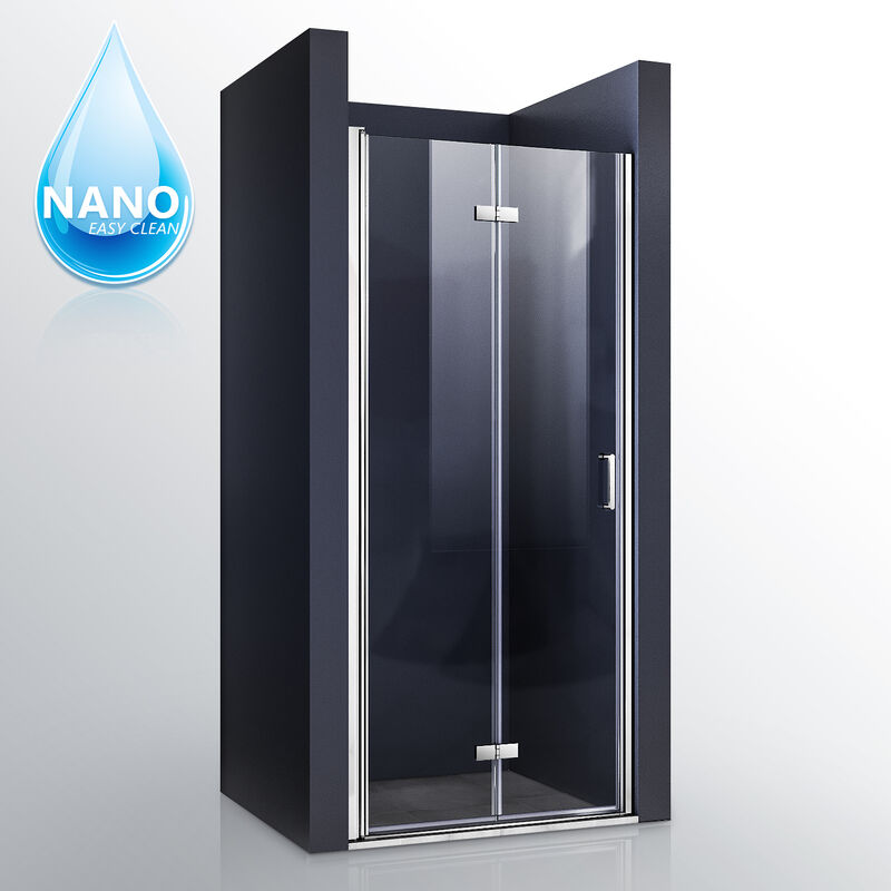 foto del prodotto porta doccia bagno 90x195cm porta a soffietto 180 porta girevole divisorio doccia nano glass temperato trasparente anticalcare sonni