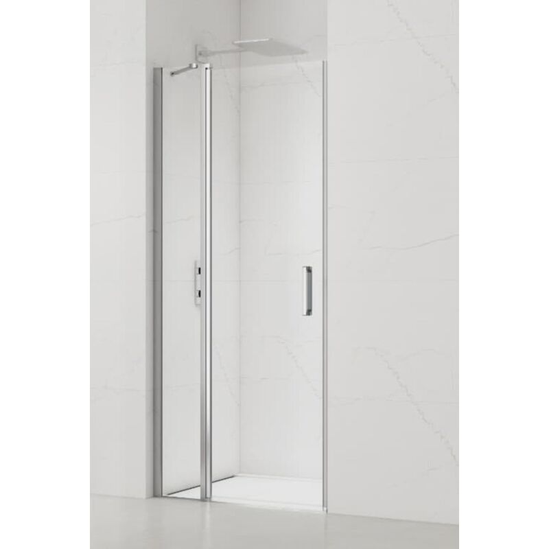 foto del prodotto porta doccia battente anticalcare fusion 90x195cm con profilo cromato lucido satfudp90nika set swiss aqua technologies