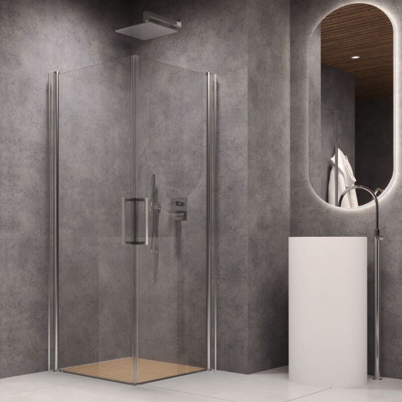 foto del prodotto porta doccia battente briar cromo regolabile cristallo temperato 6 mm misure 67 70xh195 cm trasparente confezione 1