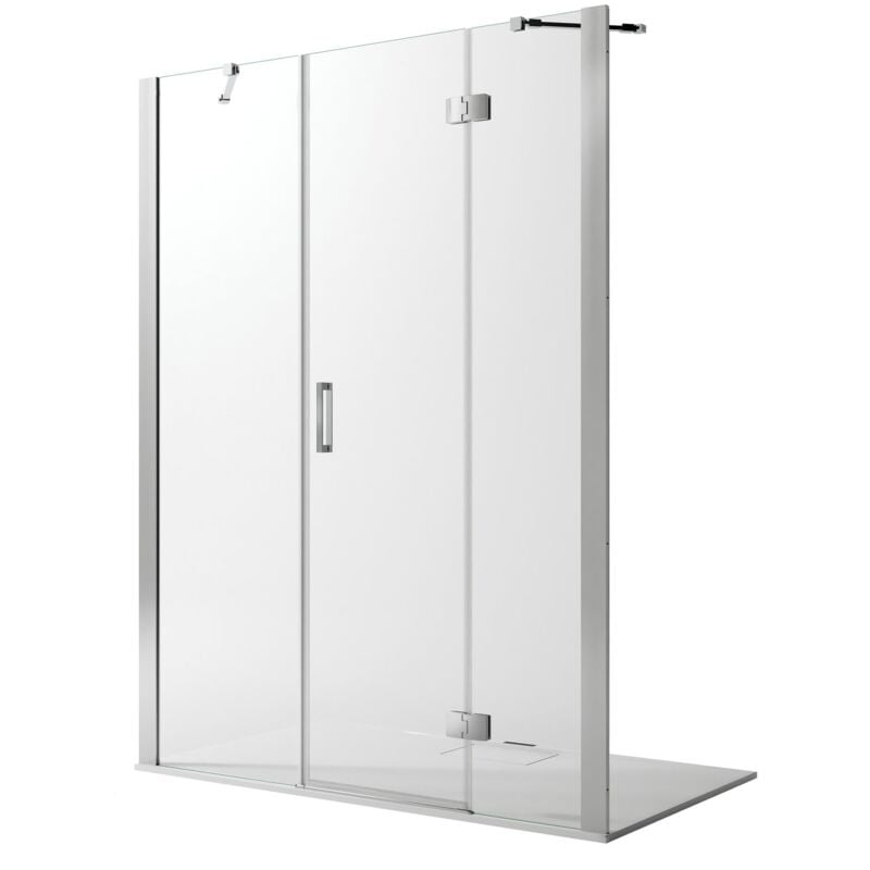 foto del prodotto porta doccia battente h 190 vetro trasparente con easy clean mod. flip anta fisso 100 cm