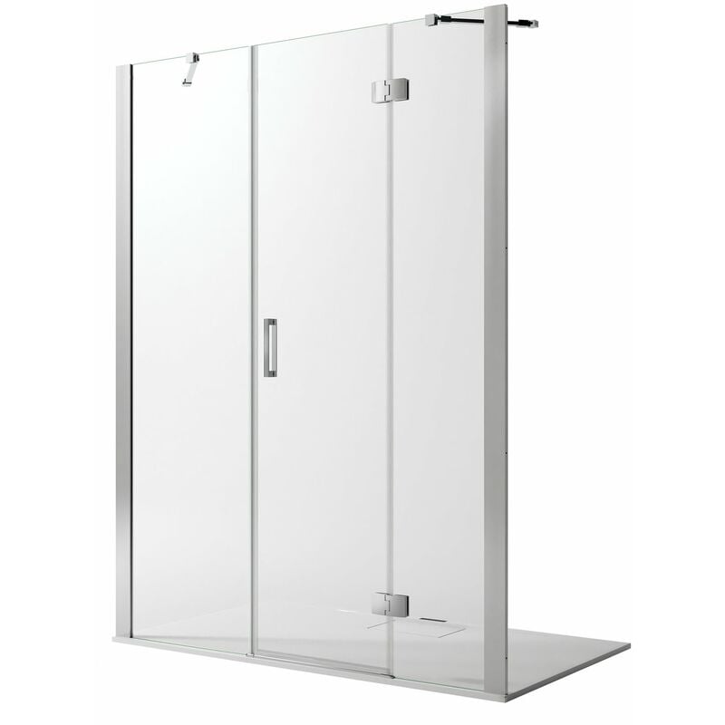 foto del prodotto porta doccia battente h 190 vetro trasparente con easy clean mod. flip anta fisso 110 cm