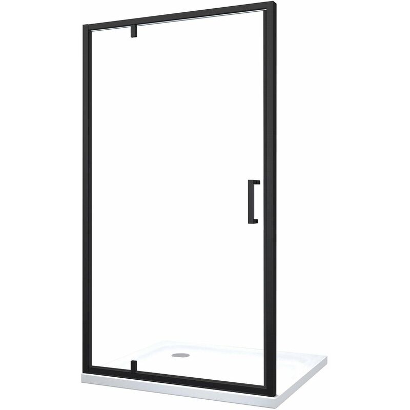 foto del prodotto porta doccia battente roto traslante con perni asimmetrici telaio nero opaco reversibile cm 76 79 h 200