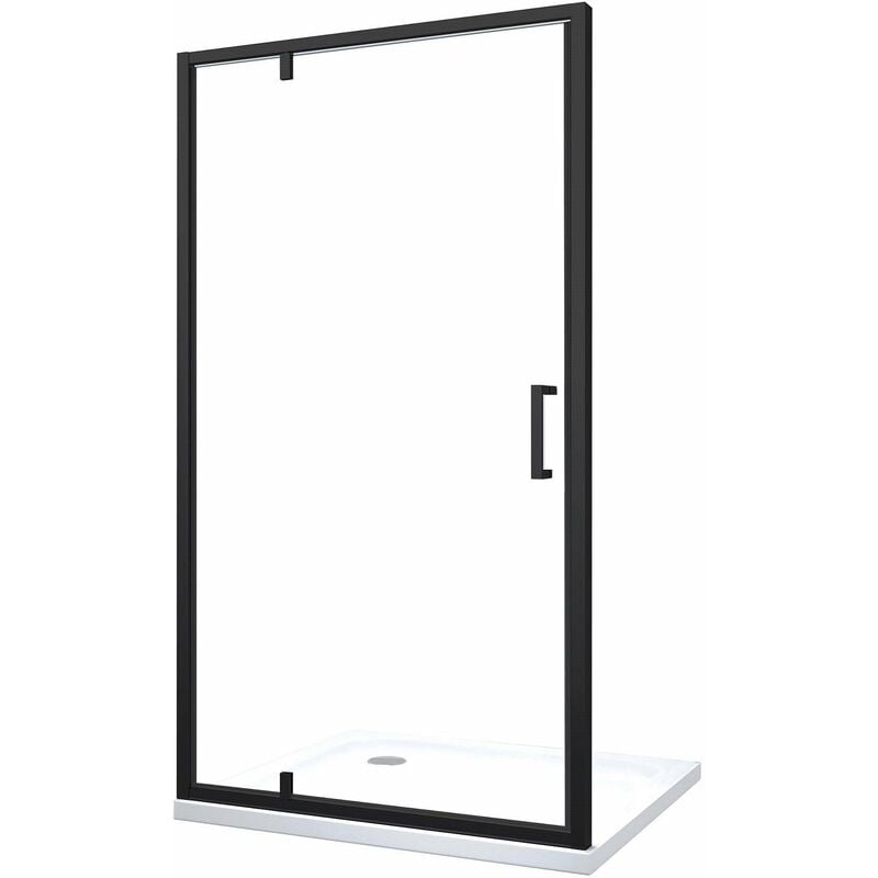 foto del prodotto porta doccia battente roto traslante con perni asimmetrici telaio nero opaco reversibile cm 86 89 h 200
