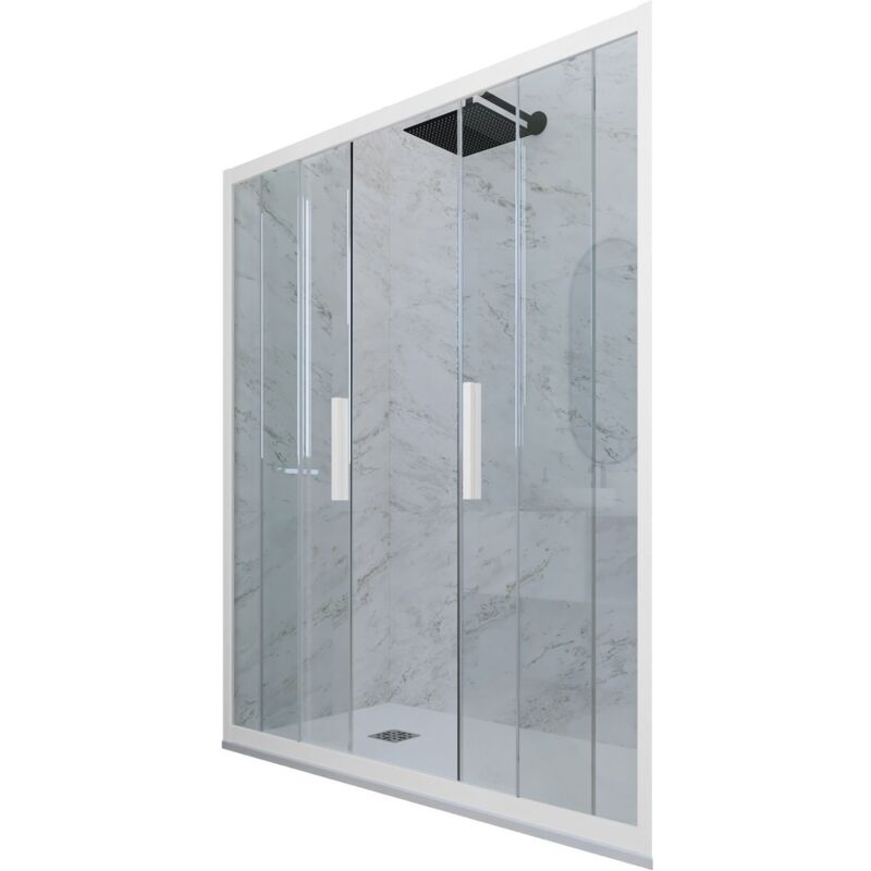 foto del prodotto porta doccia bianco matt scorrevole cm nicchia vetro glam