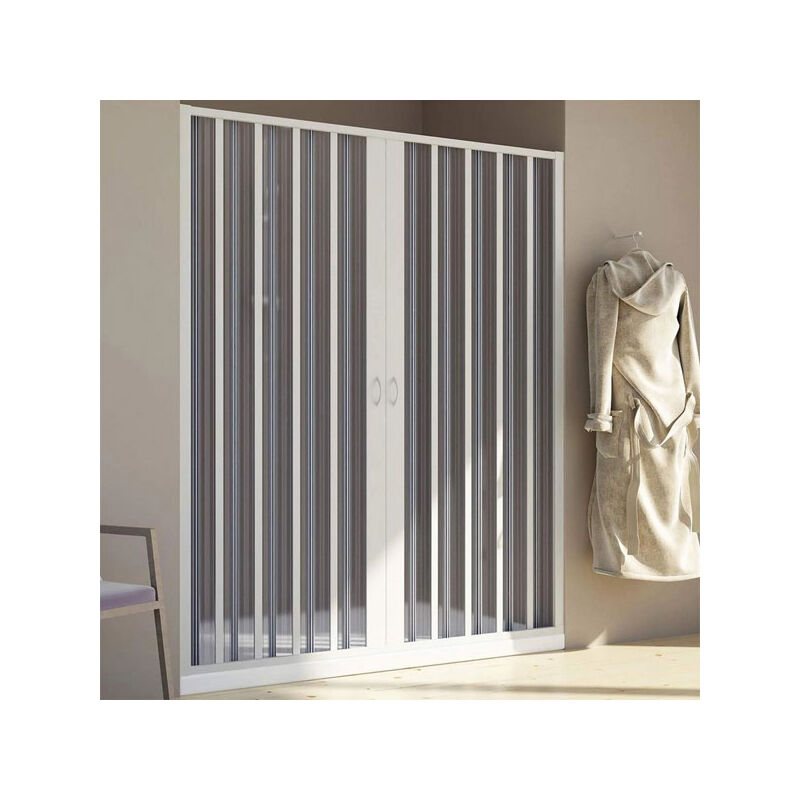 foto del prodotto porta doccia in pvc a soffietto bianco h 185 mod. flex con apertura centrale 130 cm