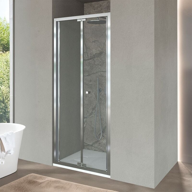 foto del prodotto porta doccia nicchia 70 cm a soffietto con vetro in cristallo trasparente ted
