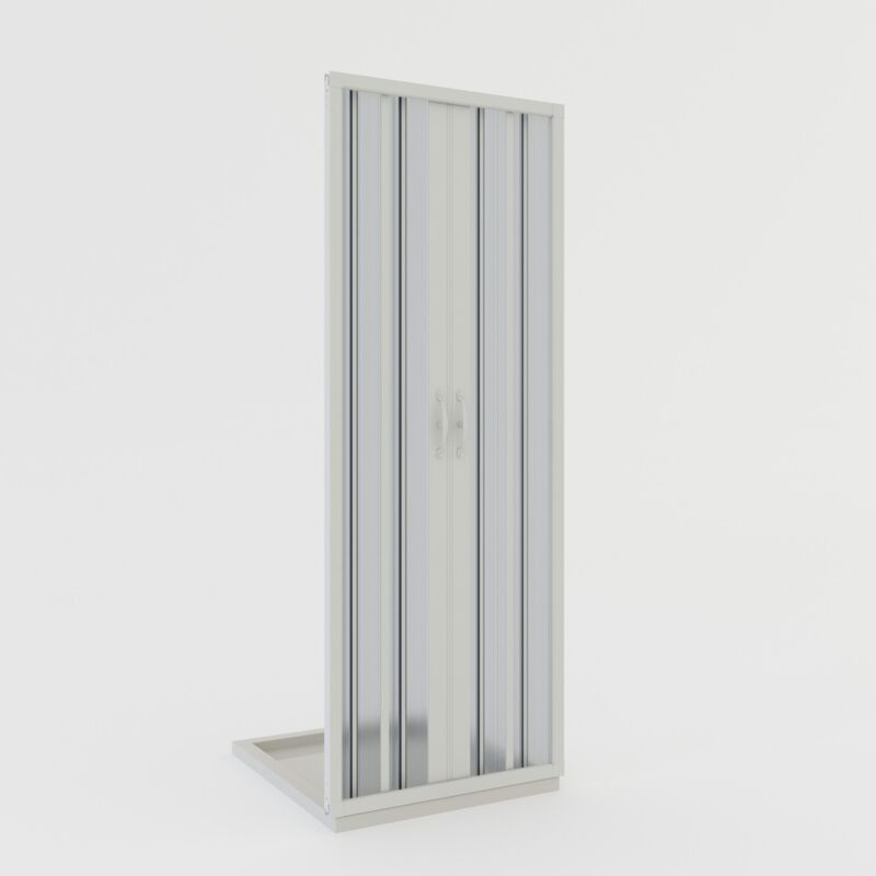 foto del prodotto porta doccia nicchia a soffietto in pvc h 185 con apertura centrale mod. giglio 110 cm